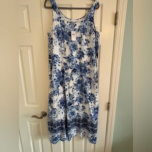 J. Jill Navy and White Patterned Midi Dress